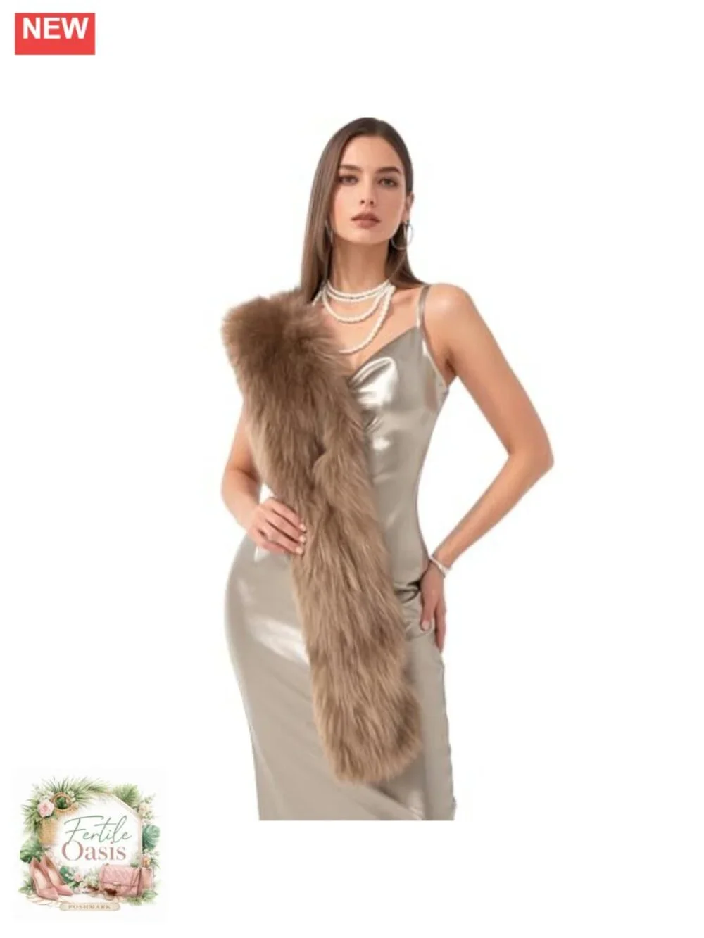 Faux Fur Collar Scarf Wrap Women Winter Warm Shawl Stole Shrug 63